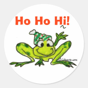 Tecknad Frog-julklapp Runt Klistermärke