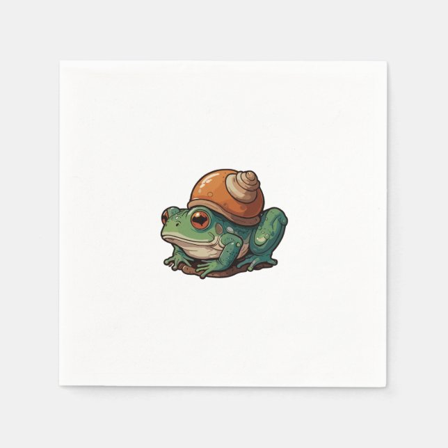 Tecknad Frog med Snäckan Snigel Pappersservett (Framsidan)