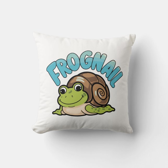 Tecknad Frog med Snigel-Snäcka - Frognail Kudde (Framsida)