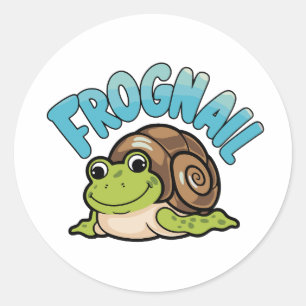 Tecknad Frog med Snigel-Snäcka - Frognail Runt Klistermärke