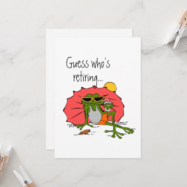 Tecknad Frog vid Beach Pension Party Inbjudningar (Fram/Back In Situ)