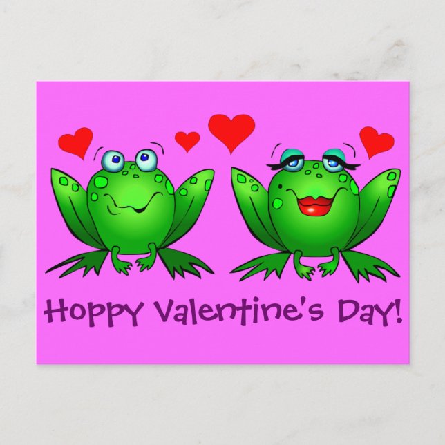 Tecknad Frogs Kärlek vycard Hoppy Valentines day Helg Vykort (Framsida)