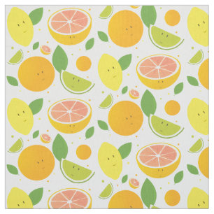 Tecknad Frukt Lemon Lime Grapefruit Orange Citrus Tyg