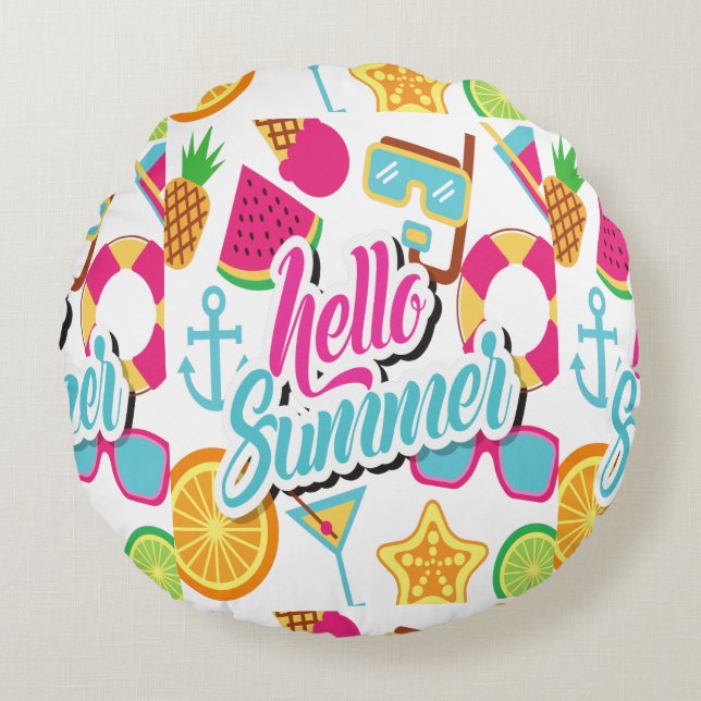 Tecknad Frukt Rund Kudde (Framsidan)