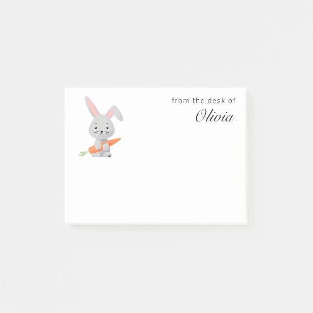 Tecknad Funny Cute Bunny Rabbit Carrot Post-it Block (Framsida)
