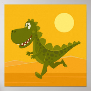 Tecknad Funny Cute Dinosaur Jurassic Poster