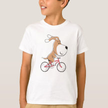 Tecknad Funny Cute Hund Puppy Biking Bicycle Boy