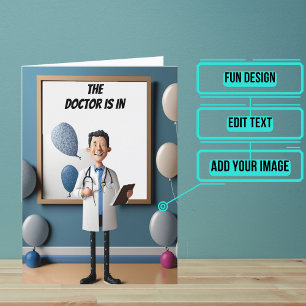 Tecknad Funny Doktor Birthday Kort