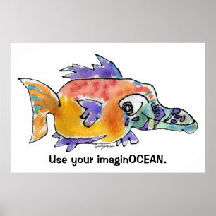 Tecknad Funny Fish 099 ImaginOCEAN Poster stor