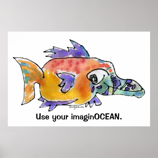 Tecknad Funny Fish 099 ImaginOCEAN Poster stor (Framsidan)