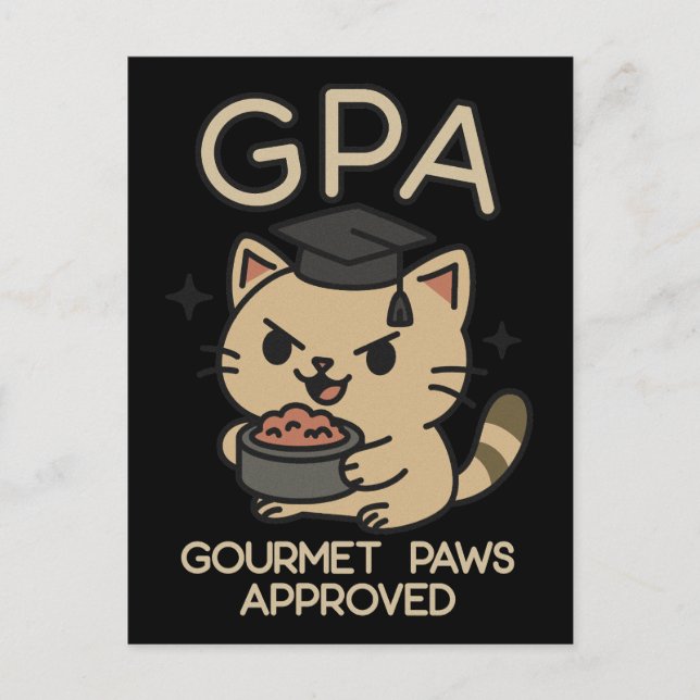 Tecknad Funny Scholar Cat Tuna Tassar Helg Vykort (Framsida)