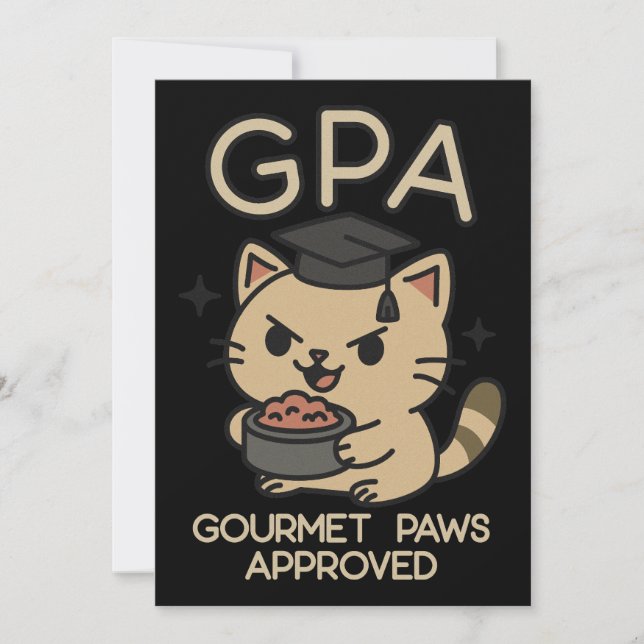 Tecknad Funny Scholar Cat Tuna Tassar Julkort (Framsida)