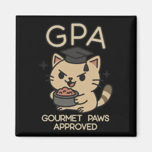 Tecknad Funny Scholar Cat Tuna Tassar Magnet