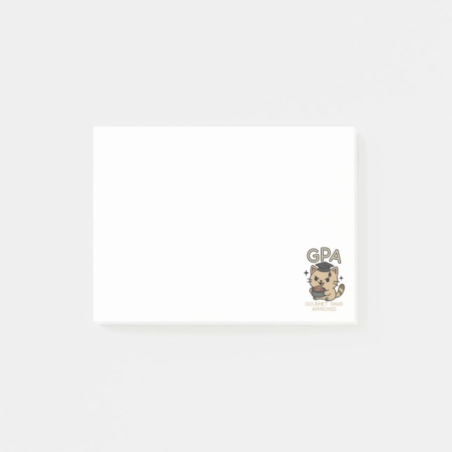 Tecknad Funny Scholar Cat Tuna Tassar Post-it Block (Framsida)