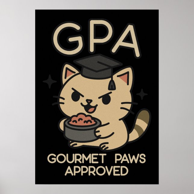 Tecknad Funny Scholar Cat Tuna Tassar Poster (Framsidan)