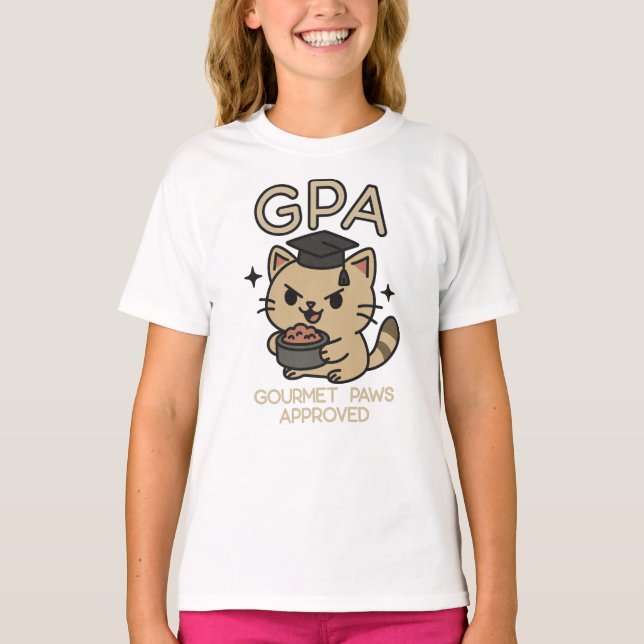 Tecknad Funny Scholar Cat Tuna Tassar T Shirt (Framsida)