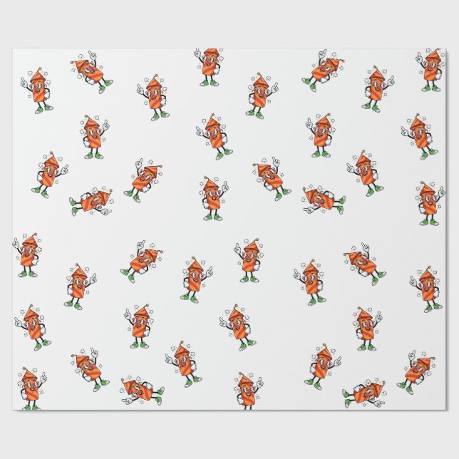 Tecknad fyrverkeri-person med glasögon presentpapper (Platt)