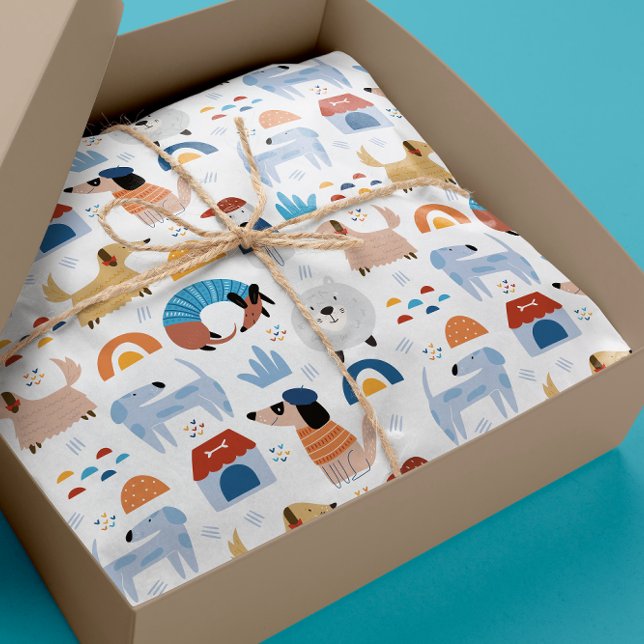 Tecknad galna hund sömlös mönster presentpapper (Skapare uppladdad)