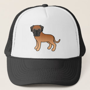 Tecknad gammal engelsk mastiff hund i aprikosfärga truckerkeps