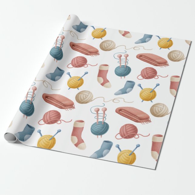 Tecknad Garn, tackor och socklar Presentpapper (Utrullad)