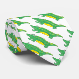 Tecknad Gator Grönt Alligator Croc Crokodile Tie Slips