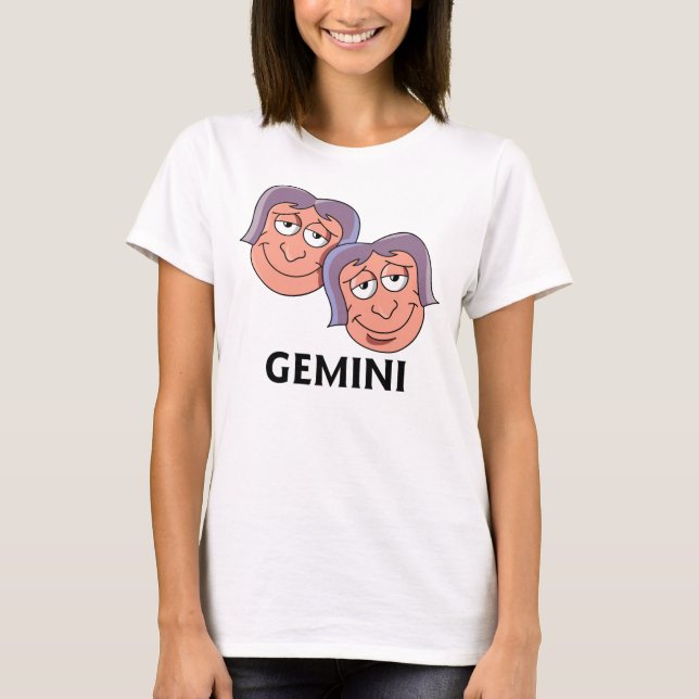 Tecknad Gemini Twillingars T-Shirt (Framsida)