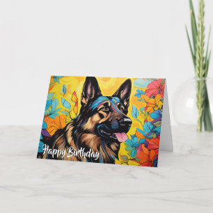 Tecknad German Shepherd in a Garden Anpassningsbar Kort