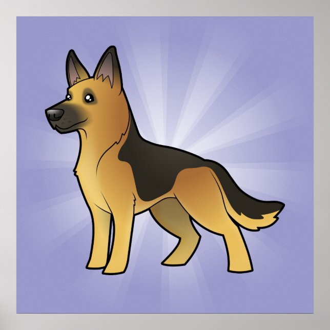 Tecknad German Shepherd Poster (Framsidan)