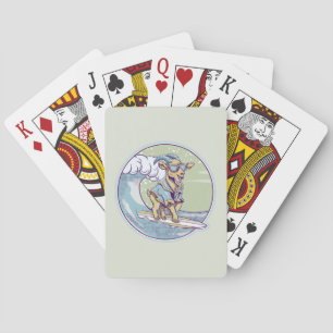 Tecknad get på ett ytor casinokort
