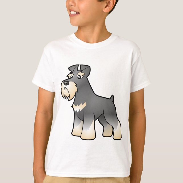 Tecknad Giant/Standard/Miniature Schnauzer Tee Shirt (Framsida)