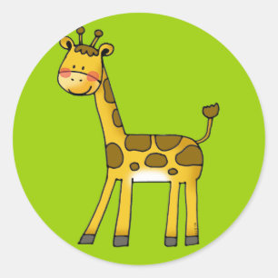 tecknad giraff runt klistermärke