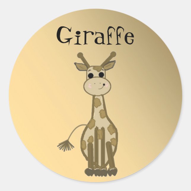 Tecknad giraff runt klistermärke (Framsida)