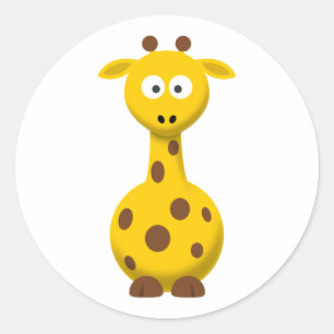 Tecknad giraff runt klistermärke