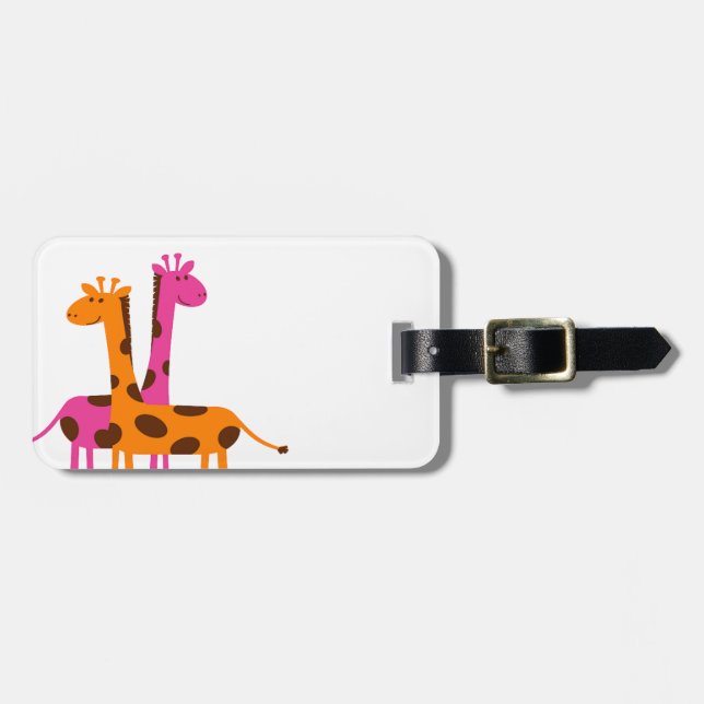 Tecknad Giraffe Bagagebricka (Horisontell Framsida)