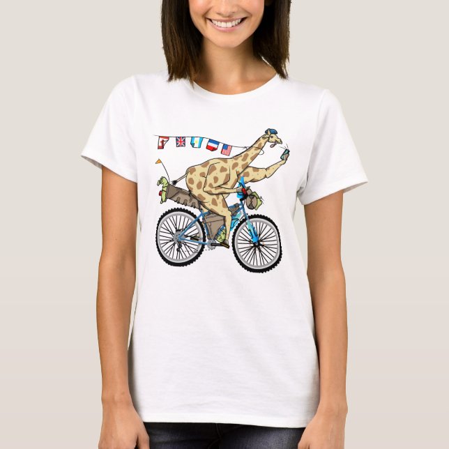 Tecknad giraffe bikepacking (giraffe bikepacking) t shirt (Framsida)