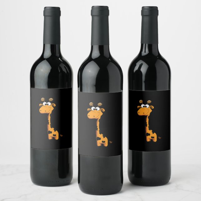 Tecknad Giraffe Copy Vinflaska Etikett (Flaskor)
