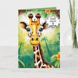 Tecknad Giraffe för 2:a födelsedagen Kort