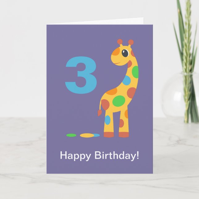 Tecknad Giraffe Grattis på födelsedagen Anpassning Kort (Framsida)