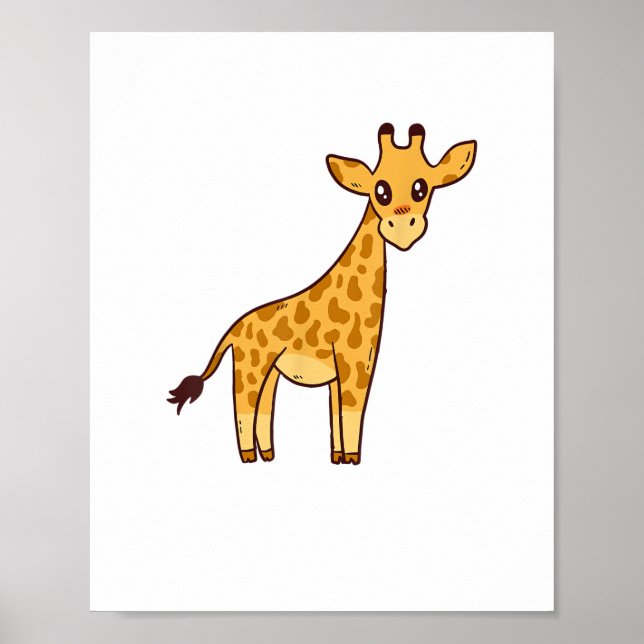 Tecknad Giraffe I Kids I Småbarn Giraffe Poster (Framsidan)