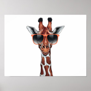Tecknad Giraffe med solglasögon Poster