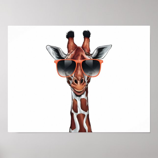 Tecknad Giraffe med solglasögon Poster (Framsidan)