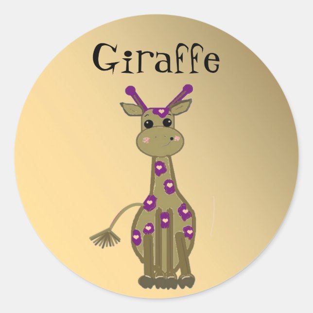 Tecknad Giraffe Runt Klistermärke (Framsida)