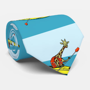 Tecknad giraffe sea kayaking slips