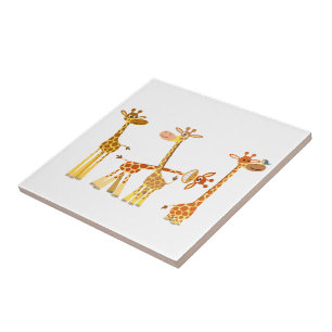 Tecknad Giraffes: Herd Tile Kakelplatta