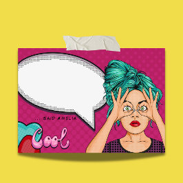 Tecknad Girl Pop Art Tal Bubble Rosa Personlig Post-it Block