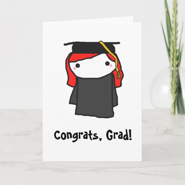Tecknad Girl Studenten Greeting Card Kort (Framsida)