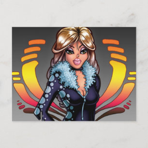 Tecknad Girl Vykort