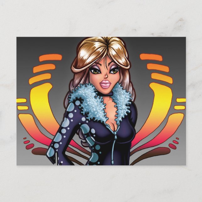 Tecknad Girl Vykort (Framsida)