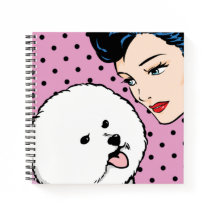Tecknad Girl with Bichon Frise Notebook
