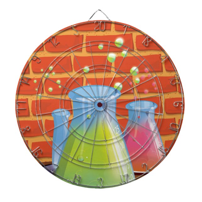 Tecknad Glass Science-utrustning i bänk Darttavla (Framsidan)